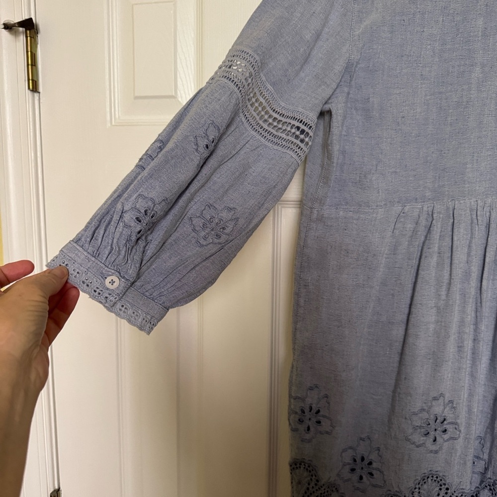 Tommy Bahama St. Lucia Split Neck Linen-blend Dress In Blue - Picture 10 of 10